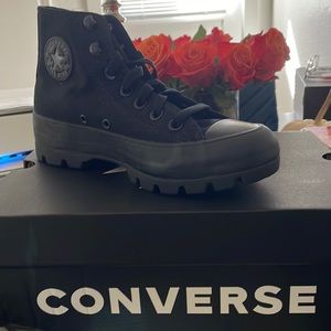 Black converse high top platforms